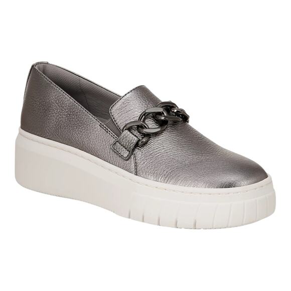 Naturalizer Women's Daphne Platform Leather Sneakers Pewter Size 5 - Picture 1 of 4